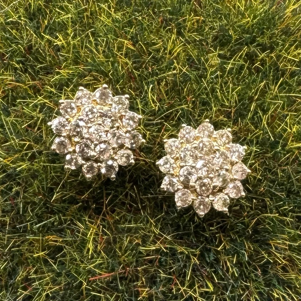 Champagne Diamond Cluster Studs